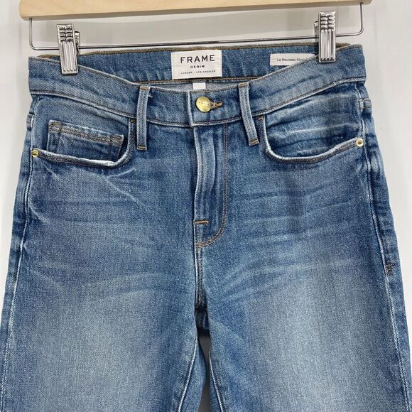 Frame Denim Arrington High Rise Le Nouveau Straight Distressed Jeans Size 25 - Picture 2 of 11